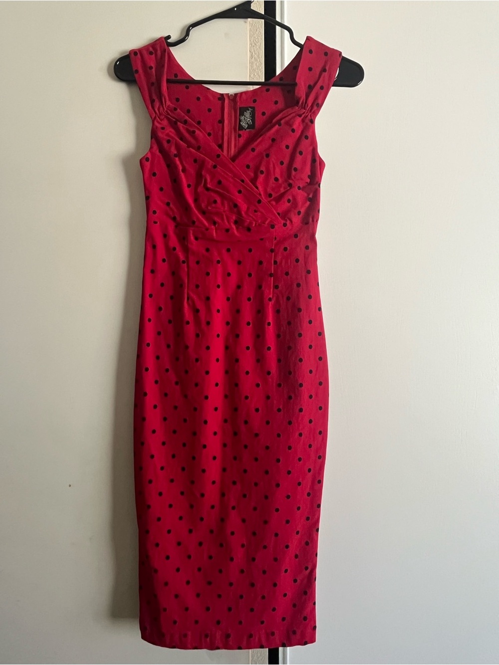 RockSteady Red Midi Dress with Black Polka Dots